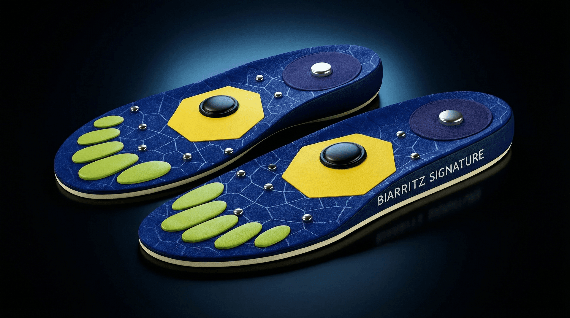 Semelles orthopédiques Biarritz Signature avec technologie d'acupression magnétique - Vue studio premium